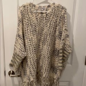 Grey and White Patterned EyeLash Sweater